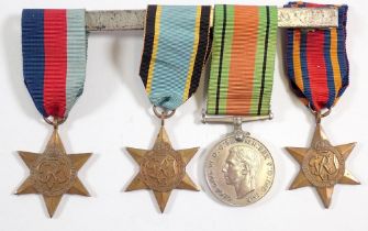 A WWII medal group including Defence Medal 1936-45 Star, Burma Star and Air Crew Europe Star