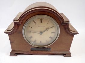 A Mappin & Webb mahogany mantel clock, 15cm tall