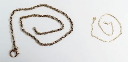 A 9 carat gold fancy link necklace, 34cm and a 9 carat gold bracelet, 17cm, 6g total weight - both