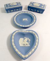 Two Wedgwood trinket boxes and two pin dishes