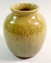 A Ruskin yellow crystaline vase, 1927, 10.5cm tall