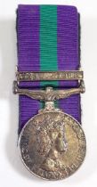 A QEII Paratroopers General Service Medal with Canal Zone Bar awarded to Pte K B Eacock, Para