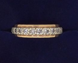 A 9 carat gold white sapphire full eternity ring, Birmingham 1989 makers mark HSLTD, 2.8g, size N