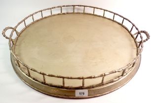 A large circular silver plated tray with gallery, 57cm diameter (used for pre hunt drinks)