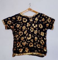 A Frank Usher black and gold sequin top