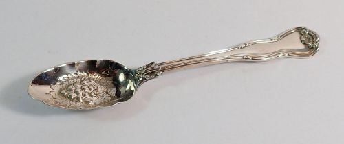 A Victorian silver teaspoon with later embossed decoration, London 1838 by Mary Chawner