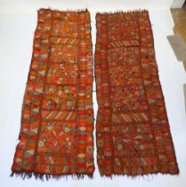 An Uzbekhi embroidered handwoven pair of panels or hangings - could be made into a bedspread 214 x