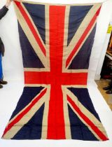 A large antique Union Jack Flag with rope and toggle, 360 x 184cm approx.