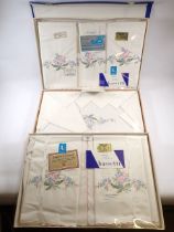 A vintage Italian Bassetti set of pillow cases and sheets plus table cloth and eight napkins - all