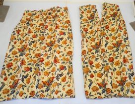 Two pairs of floral floor length curtains - two panels 179 x 118 and two 174 x 133cm approx