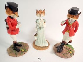 Three Border Fine Arts foxes, Lord Reynard, Duke of Reynard and Viscountess Victoria