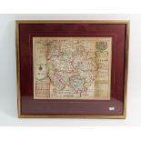 A 17th century map of The County of Hereford by Richard Blome, 20 x 24cm