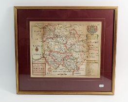 A 17th century map of The County of Hereford by Richard Blome, 20 x 24cm