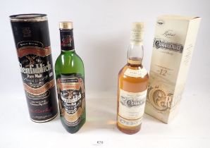 A bottle of Glenfiddich single malt Scotch Whisky and a Cragganmore bottle of Scotch Whisky both