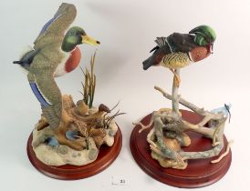 Two duck groups by Franklin Mint 'The Wood Duck' a/f and 'The Mallard'