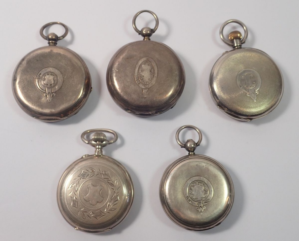 Five various silver pocket watches - Image 2 of 2