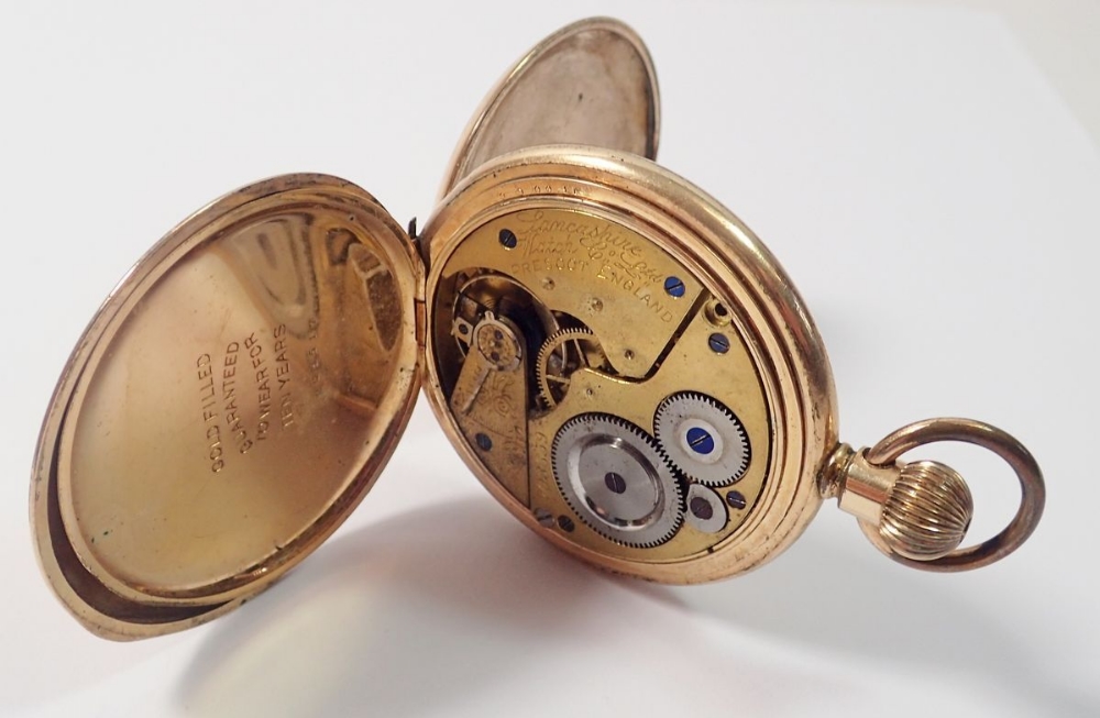 A gold plated pocket watch by Prescott with enamel dial and seconds dial - Image 2 of 3