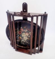 A large Victorian wall mounting tray rack, 69cm wide together with a Victorian oval papier mache