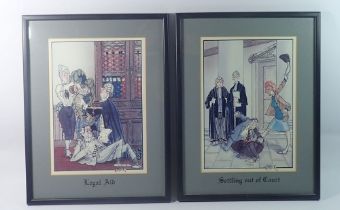 Two framed Kentuck Legal cartoons, 29 x 20cm