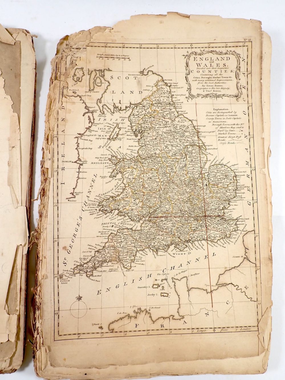 An 18th century Atlas Anglicanus by Thomas Bowen - in poor condition published for Thomas Kitchen - Image 2 of 4