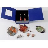 A small group of costume jewellery including brooches and earrings