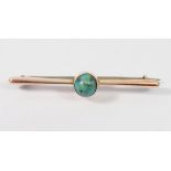 A 9 carat gold bar brooch set turquoise matrix, 2g