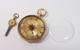 A continental 19th century 18 carat gold cased fob watch