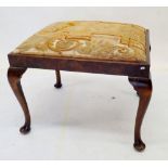 A George III walnut stool with tapestry top, 66cm wide