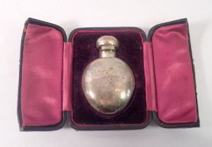 A Victorian silver scent bottle in fitted leather case, Birmingham 1872, 7cm tall