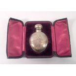 A Victorian silver scent bottle in fitted leather case, Birmingham 1872, 7cm tall