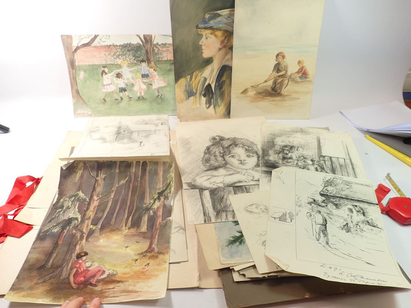 A large collection of early 20th century drawings and watercolours by Lucie Cole-Hamilton with - Image 3 of 6