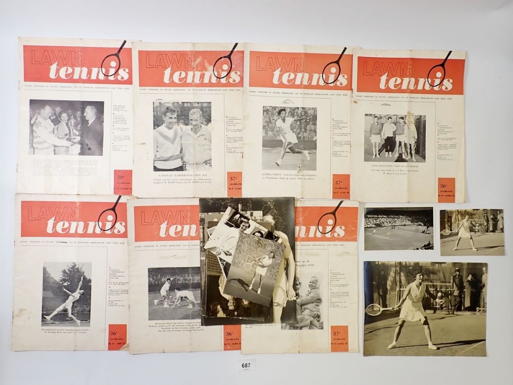 A group of tennis ephemera including seven Lawn Tennis magazines dating from 1957-60 and similar era