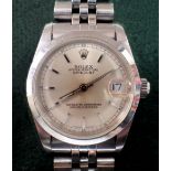A Rolex Oyster Perpetual Date Just gentleman's wrist watch with stainless steel surround and