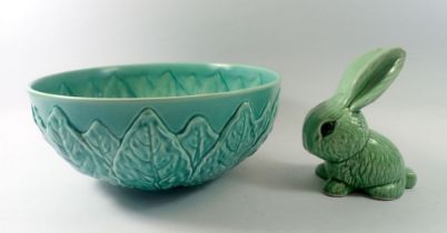 A Spode large Royal Jade bowl, 29.5cm diameter and a Sylvac rabbit