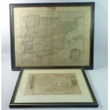 H Moll map of Berkshire, 20 x 32cm and a map of Spain and Portugal for Mr Tindall's engravings by