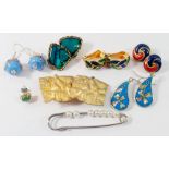 Six pairs of vintage costume earrings