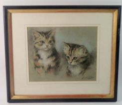 H Stoltz - pastel study of two cats/kittens, signed, 21 x 26.5cm