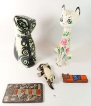 A group of Studio pottery cat ornaments