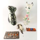 A group of Studio pottery cat ornaments