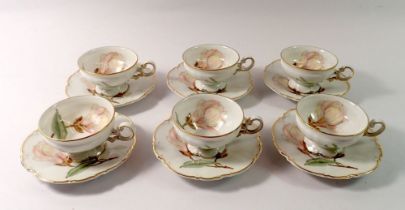 A German Hutschenreuther set of six small coffee cups and saucers 'Sylvia'