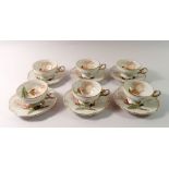 A German Hutschenreuther set of six small coffee cups and saucers 'Sylvia'