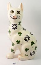 A Griselda Hill Wemyss cat painted Shamrocks, privately commissioned