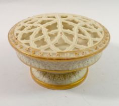 A Royal Worcester pot pourri bowl in cream and gilt, 14cm diameter