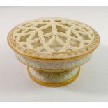 A Royal Worcester pot pourri bowl in cream and gilt, 14cm diameter
