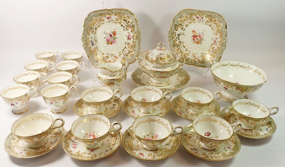 A Rockingham tea service comprising eight tea cups, eight coffee cups, eight saucers, slop bowl, - Image 2 of 2