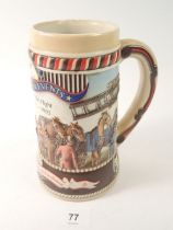 An American Miller Beer advertising tankard Kitty Hawk First Successful Flight, 18cm tall