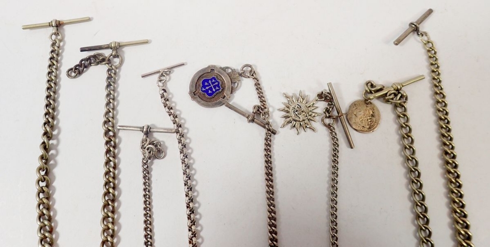 A selection of silver watch chains, 198g total weight - Image 2 of 2