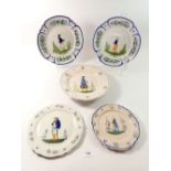 A collection of late 19th century/early 20th century Quimper plates, some signed Henriot & HB