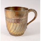 A silver spiral fluted and engraved christening mug, Birmingham 1893, 102g by John Edward Wilmot