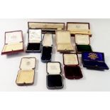 A group of vintage jewellery boxes including Harrods, Mappin & Webb etc.